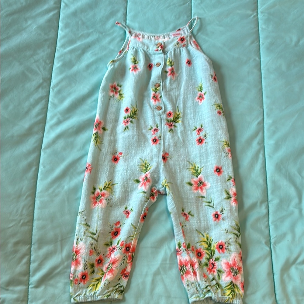 Zara Kids Floral Jumpsuit in Pink and Green